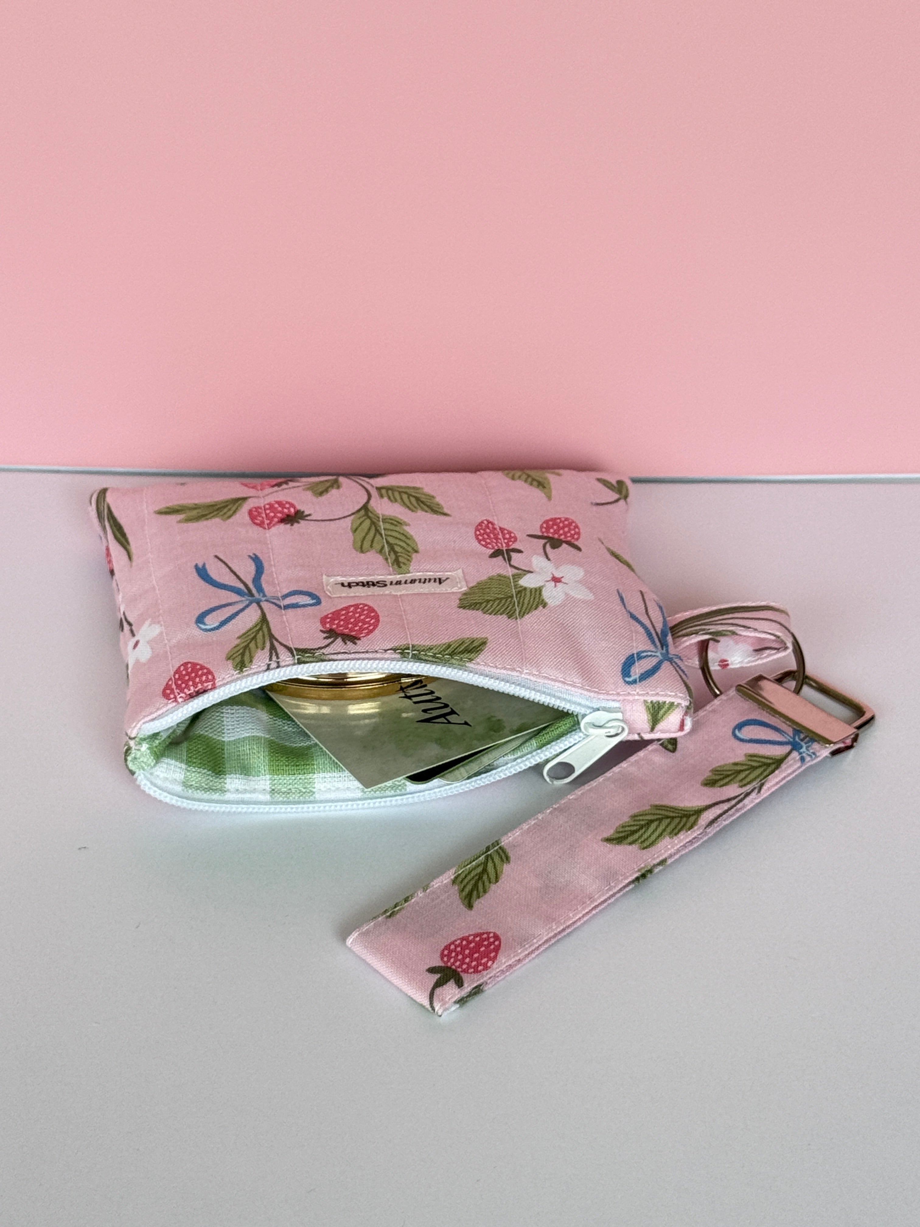 Strawberry Picnic Wristlet