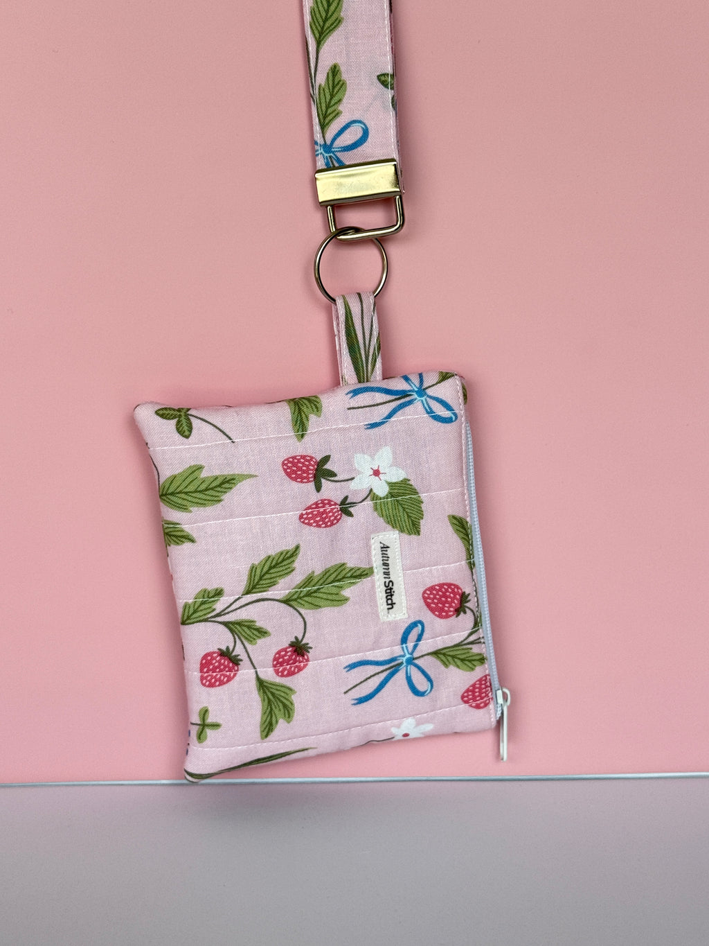 Strawberry Picnic Wristlet