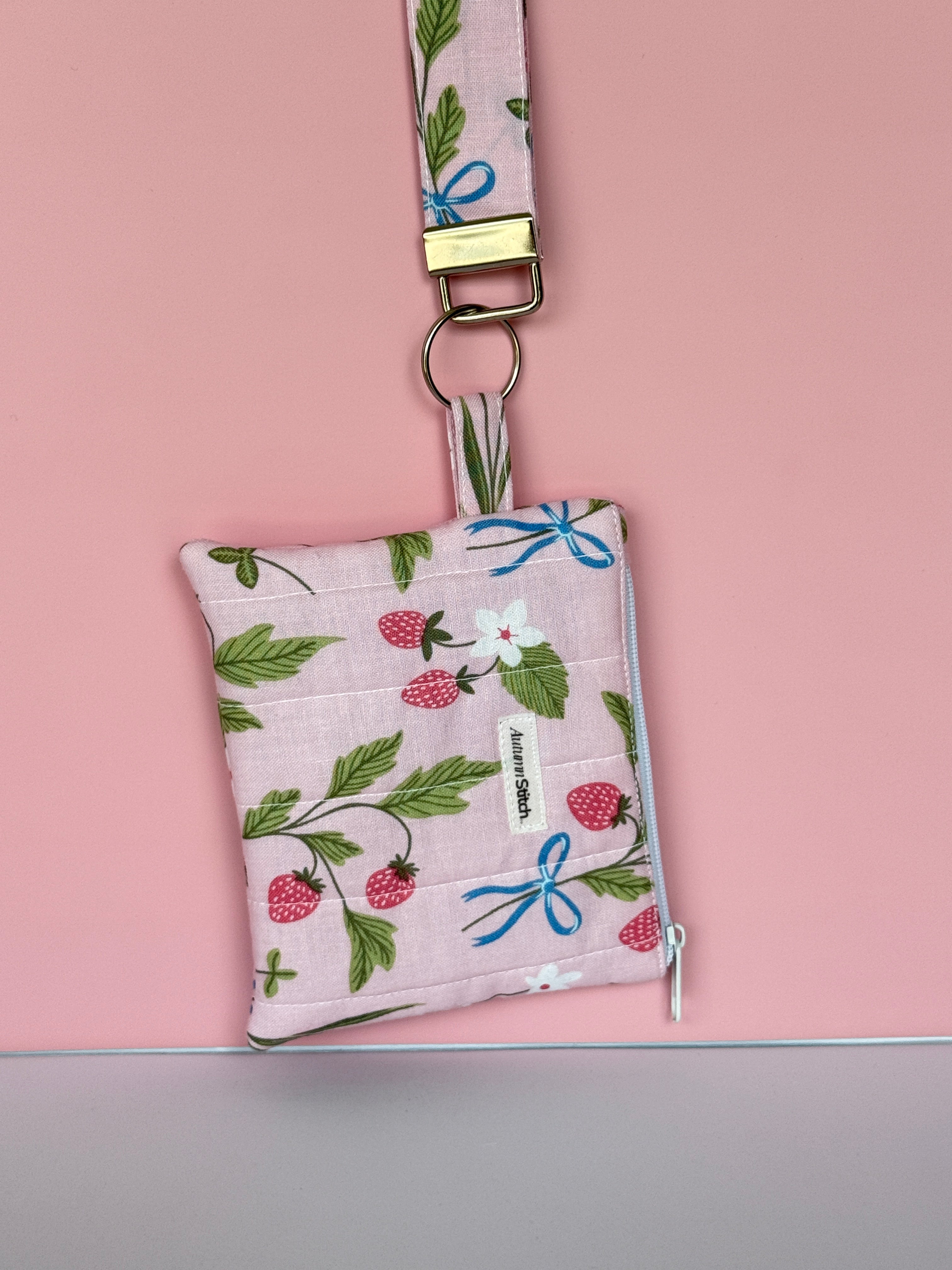 Strawberry Picnic Wristlet
