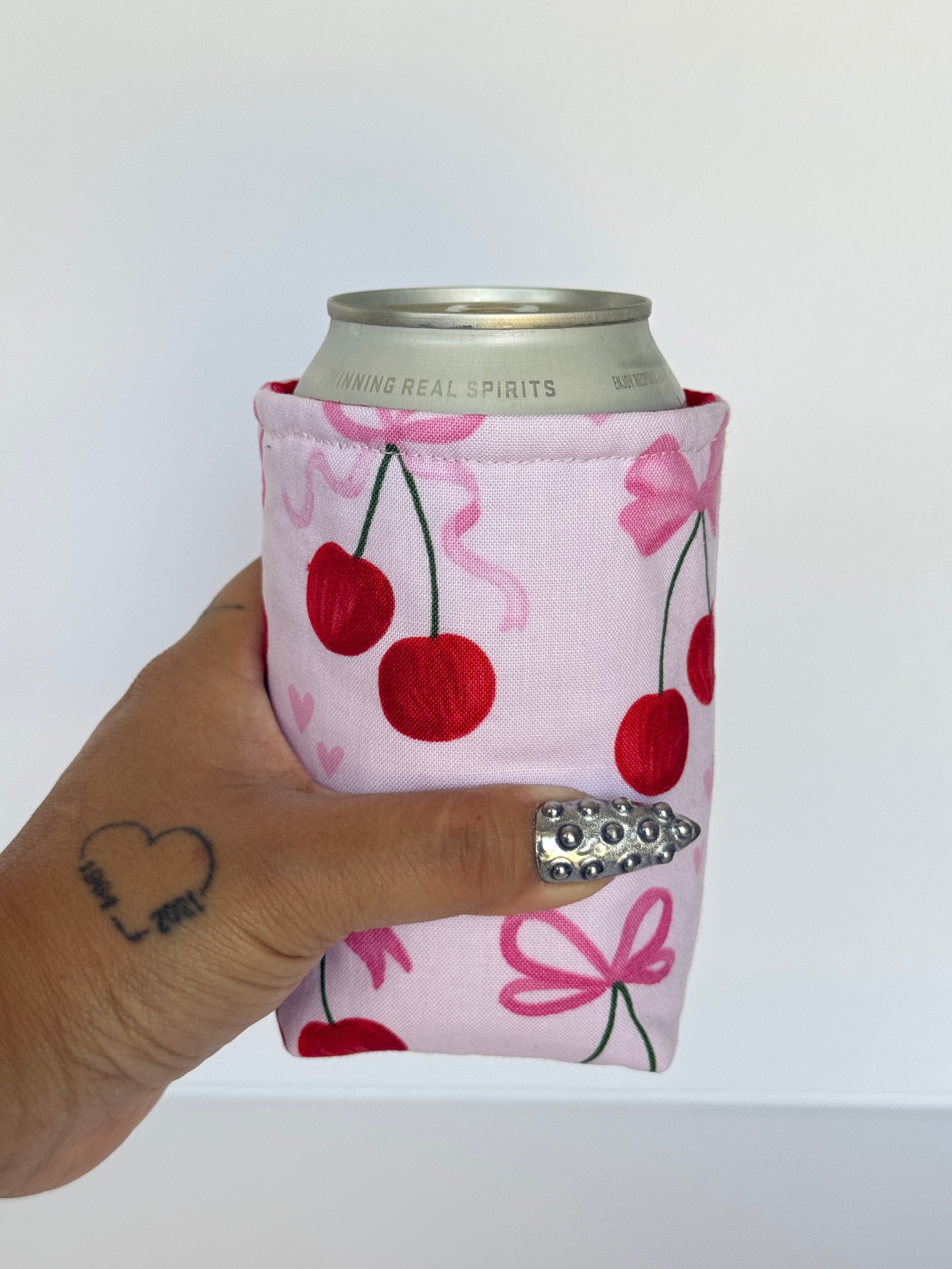 Cherry Kisses Can Koozie